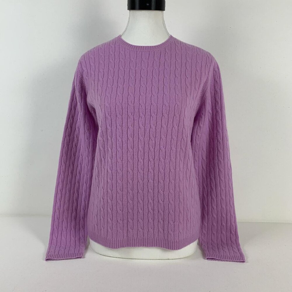 Valerie Stevens Lavender Cashmere Cable Knit Sweater - Size M/L, Preppy Style